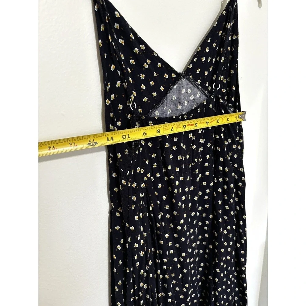 Floral Mini Slip‎ Dress XL Black Daisy Soft Spaghetti Strap Cottage Y2K Sundress